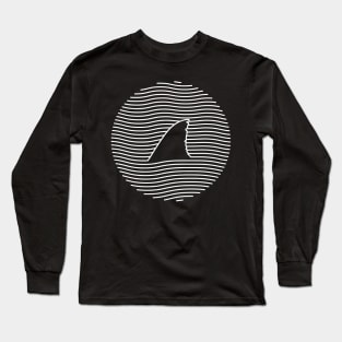 Awesome Shark Fin Line Art Shark Lover Gift Long Sleeve T-Shirt